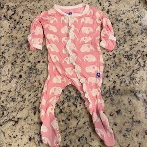 0-3 months baby KicKee pants pink elephant pajamas